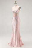 Blush Sirène Corset Perle Longue Robe de Bal Avec Lace Up Back