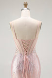 Blush Sirène Corset Perle Longue Robe de Bal Avec Lace Up Back