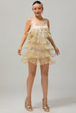 Robe courte moulante moulante à sequins noirs des années 1920 avec franges