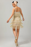 Robe courte moulante moulante à sequins noirs des années 1920 avec franges