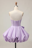 Robe courte à paillettes bretelles à paillettes violettes scintillantes avec noeud