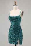 Corset gris bleu moulante paillettes Homecoming Dress