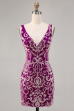 Robe moulante moulante perlée fuchsia scintillante pour les retrouvailles