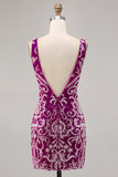 Robe moulante moulante perlée fuchsia scintillante pour les retrouvailles