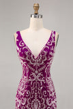 Robe moulante moulante perlée fuchsia scintillante pour les retrouvailles