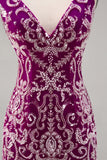 Robe moulante moulante perlée fuchsia scintillante pour les retrouvailles