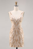 Robe moulante de retour au pays champagne perlé avec paillettes
