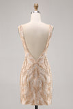 Robe moulante de retour au pays champagne perlé avec paillettes