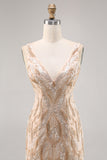 Robe moulante de retour au pays champagne perlé avec paillettes