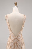 Robe moulante de retour au pays champagne perlé avec paillettes