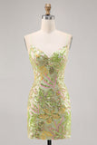 Robe moulante moulante à sequins verts