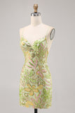 Robe moulante moulante à sequins verts