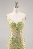 Robe moulante moulante à sequins verts