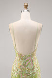 Robe moulante moulante à sequins verts