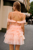 Blush A Line Robe De Cocktail à plusieurs niveaux avec fleurs 3D