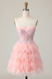 Corset rose à paillettes Une robe de retour à la ligne