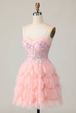 Corset rose à paillettes Une robe de retour à la ligne