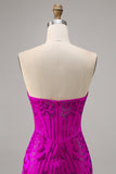 Robe bustier moulante fuchsia perlée Homecoming