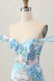 Robe de cocktail moulante à paillettes à paillettes blanches et bleues