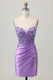 Robe de cocktail moulante scintillante à paillettes froncées à paillettes