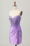 Robe de cocktail moulante scintillante à paillettes froncées à paillettes