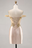 Robe de retour moulante à rayures corset à épaules dénudées