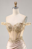 Robe de retour moulante à rayures corset à épaules dénudées