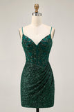 Robe de cocktail moulante scintillante à paillettes