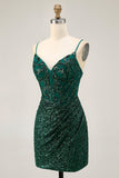 Robe de cocktail moulante scintillante à paillettes