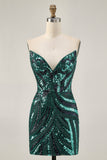 Robe bustier scintillante à sequins royaux à paillettes