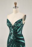 Robe de cocktail courte moulante à paillettes bleu royal scintillante