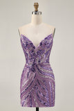 Robe bustier scintillante à sequins royaux à paillettes
