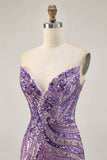 Robe de cocktail courte moulante à paillettes bleu royal scintillante