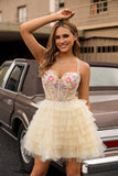 Abricot Une Ligne Spaghetti Bretelles Corset Robe De Cocktail retour à volants
