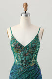 Robe de cocktail corset violet foncé scintillante avec paillettes