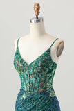 Robe de cocktail corset violet foncé scintillante avec paillettes