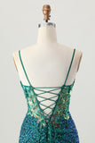 Robe de cocktail corset violet foncé scintillante avec paillettes