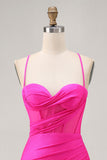 Corset fuchsia Robe courte moulante froncée pour les retrouvailles