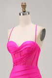 Corset fuchsia Robe courte moulante froncée pour les retrouvailles