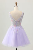 Perlé une ligne paillettes appliqué lilas Robe De Cocktail
