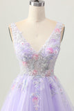 Perlé une ligne paillettes appliqué lilas Robe De Cocktail