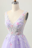 Perlé une ligne paillettes appliqué lilas Robe De Cocktail