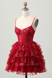 Robe corset a-ligne a-ligne scintillante à volants à paillettes