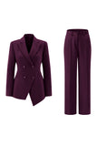 Fuchsia Peak Lapel 2 pièces Femmes Costumes avec Boutons