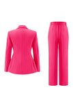 Fuchsia Peak Lapel 2 pièces Femmes Costumes avec Boutons