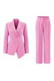 Fuchsia Peak Lapel 2 pièces Femmes Costumes avec Boutons