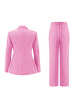 Fuchsia Peak Lapel 2 pièces Femmes Costumes avec Boutons