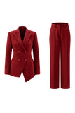 Fuchsia Peak Lapel 2 pièces Femmes Costumes avec Boutons