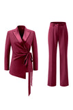 Lilas Peak Lapel Ruched Femmes Costumes avec Ceinture