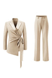 Lilas Peak Lapel Ruched Femmes Costumes avec Ceinture